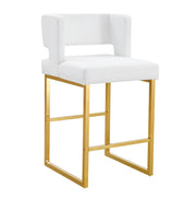Set di 2 sgabelli da bar 48 x 53,3 x 91,4 cm in metallo e PU bianco e oro