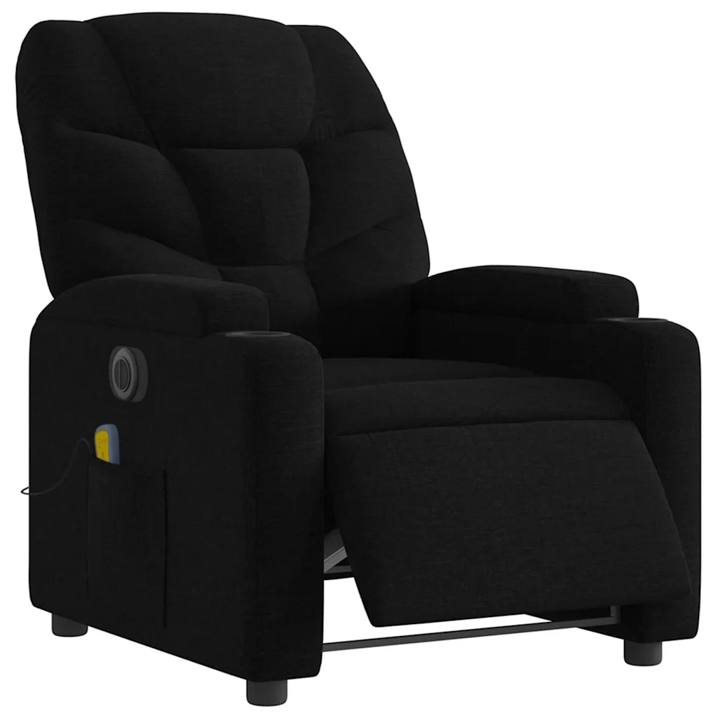 Poltrona Massaggiante | Sedia Relax Reclinabile Elettrica Nera in Tessuto