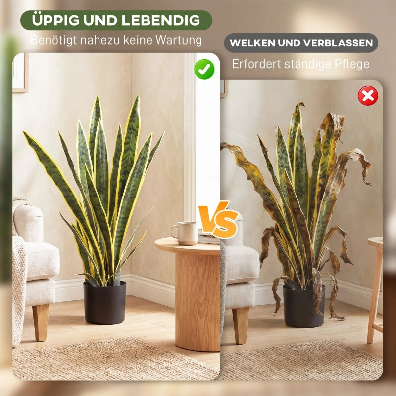 Pianta artificiale sansevieria in vaso verde con elementi flessibili 77 cm per soggiorno camera da letto e ufficio