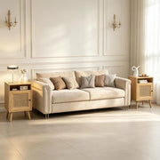 Set di 2 comodini 39x35x60 cm con anta in rattan in MDF e truciolare naturale