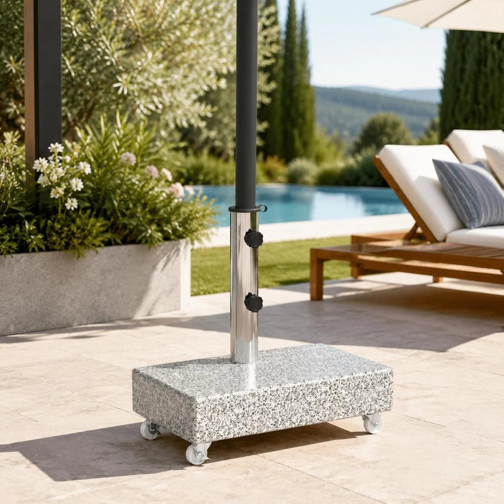 Parasol Stand, Light Grey, 45x25x8.3 Cm, Granite
