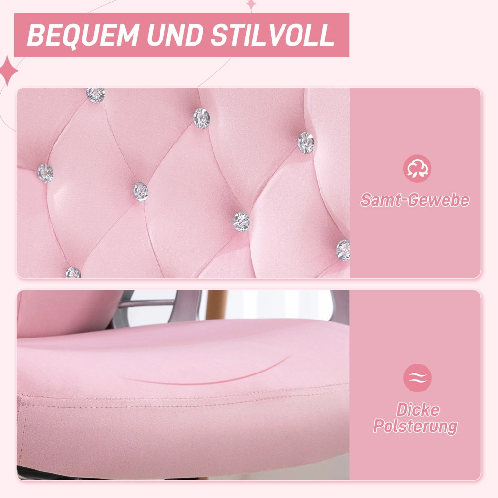 Sedia da Ufficio Ergonomica con Funzione Dondolo e Altezza Regolabile in Poliestere Rosa