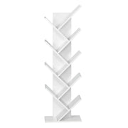 Libreria a 8 ripiani, forma a albero, bianca, 40x127x20 cm