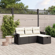Set Divani da Giardino 4 pz con Cuscini Nero in Polyrattan 3263752