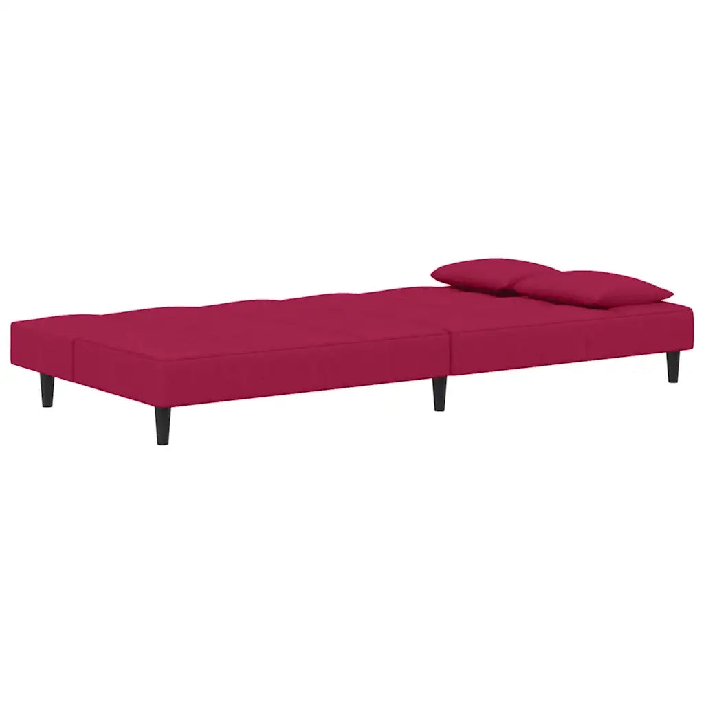 Divano letto | Sof¨¤ letto | Letto singolo a 2 Posti con 2 Cuscini Rosso Vino in Velluto