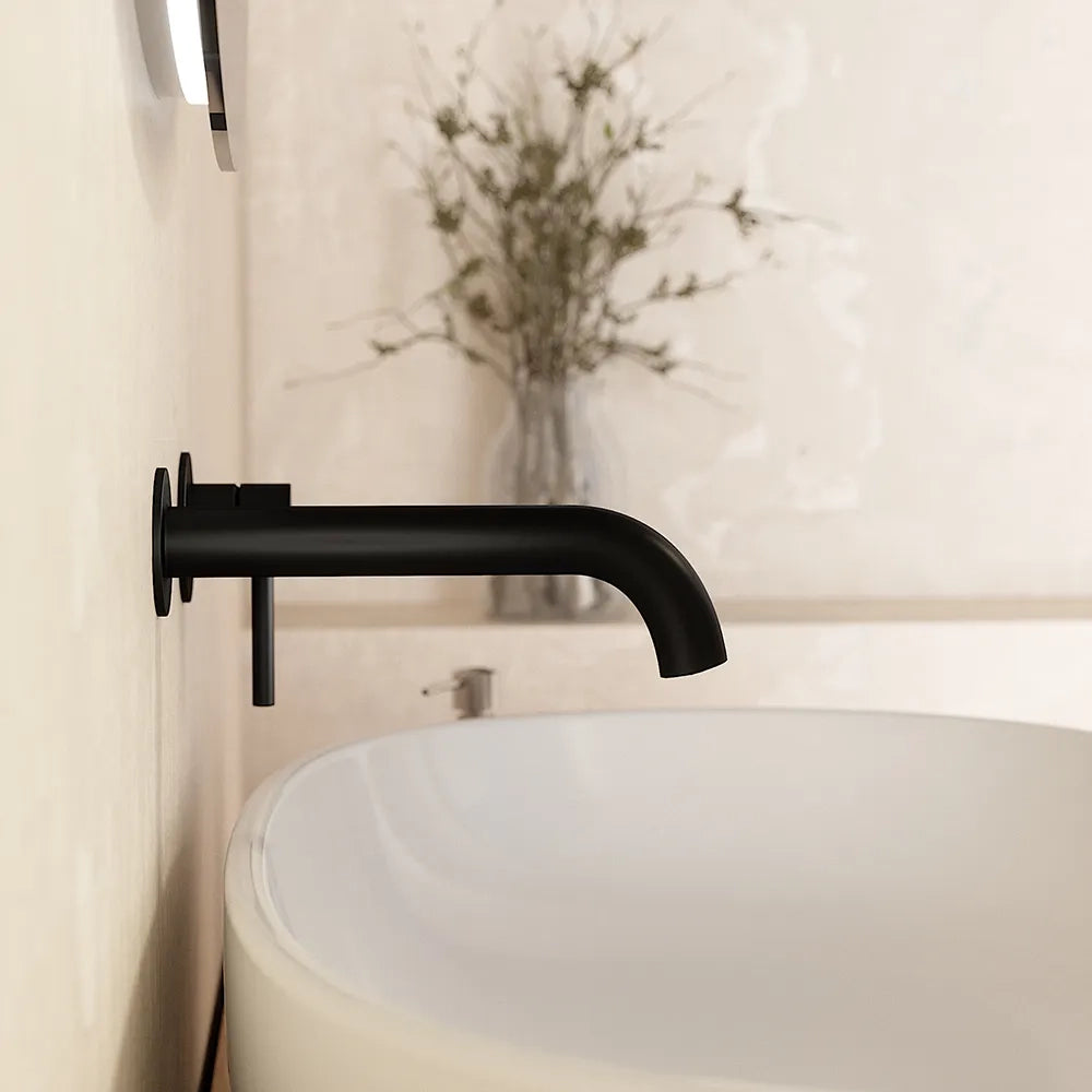Coppia miscelatori lavabo ad incasso bidet senza scarico nero opaco | Bette