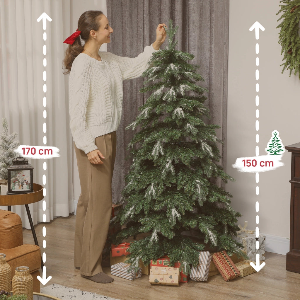 Albero di Natale Artificiale 150 cm ¨C Minimal ¨C Ramo Realistico Effetto Neve Base Pieghevole