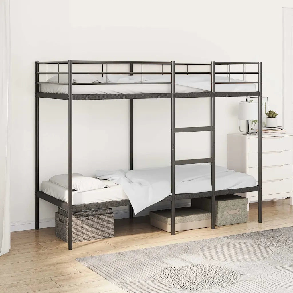 Letto singolo | Letto per adulti | Letto a Castello senza Materasso Nero 80x200 cm in Acciaio