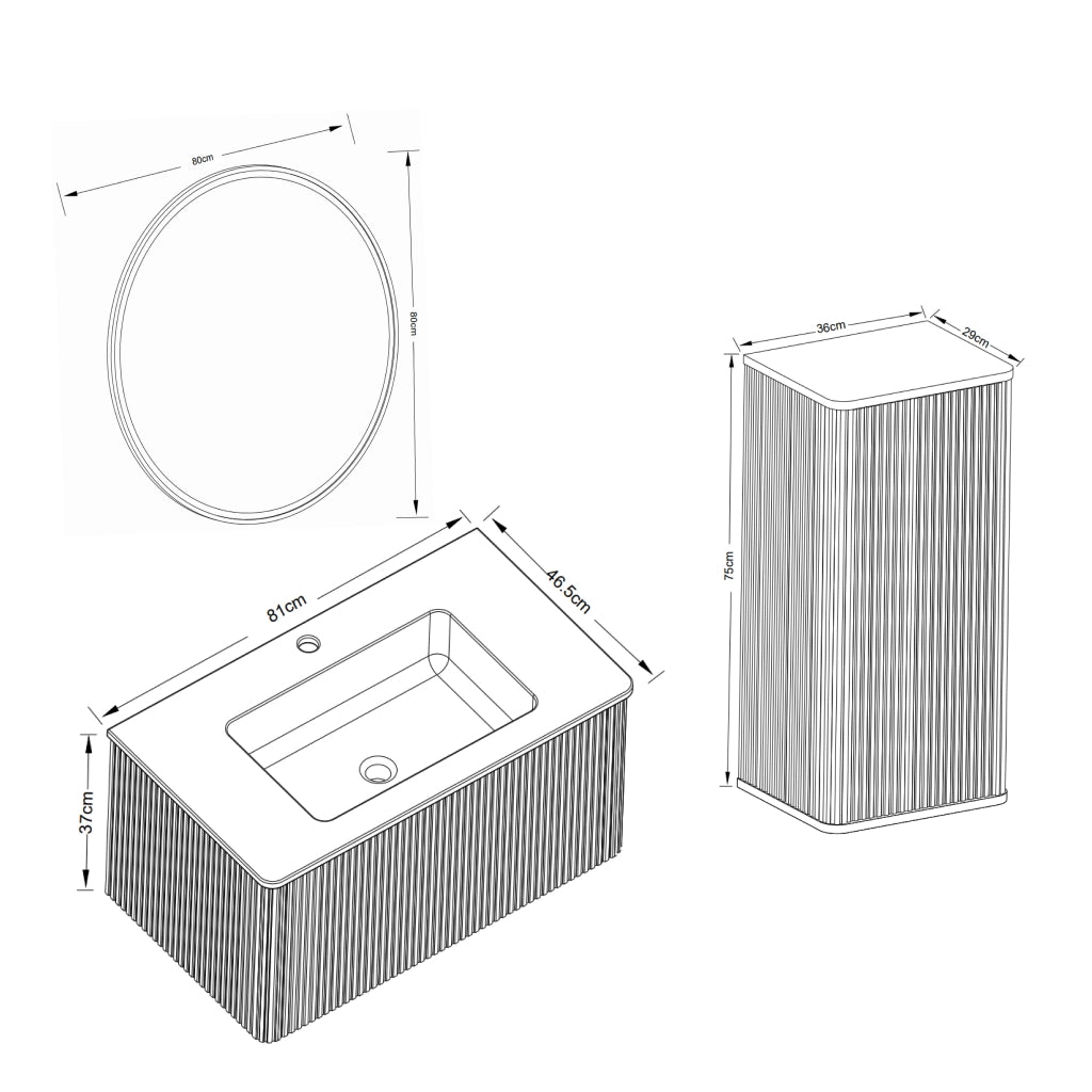 Mobile da bagno con lavabo, specchio LED e colonna - per bagno - in MDF e vetro - rovere