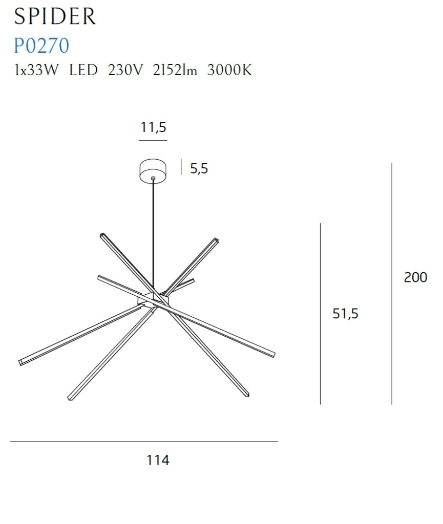 Lampada a sospensione bianca Spider LED 33W Maxlight P0270
