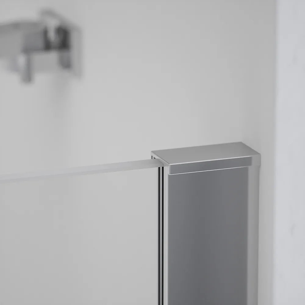 Porta doccia 190cm profili cromati apertura battente a destra con cerniere 100cm e parete fissa da 90cm vetro 8mm trasparente h195 | Fiji