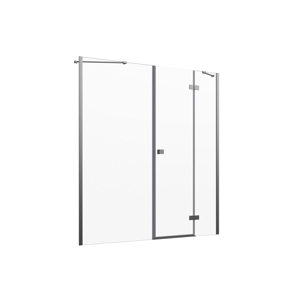 Porta doccia 190cm profili cromati apertura battente a destra con cerniere 100cm e parete fissa da 90cm vetro 8mm trasparente h195 | Fiji